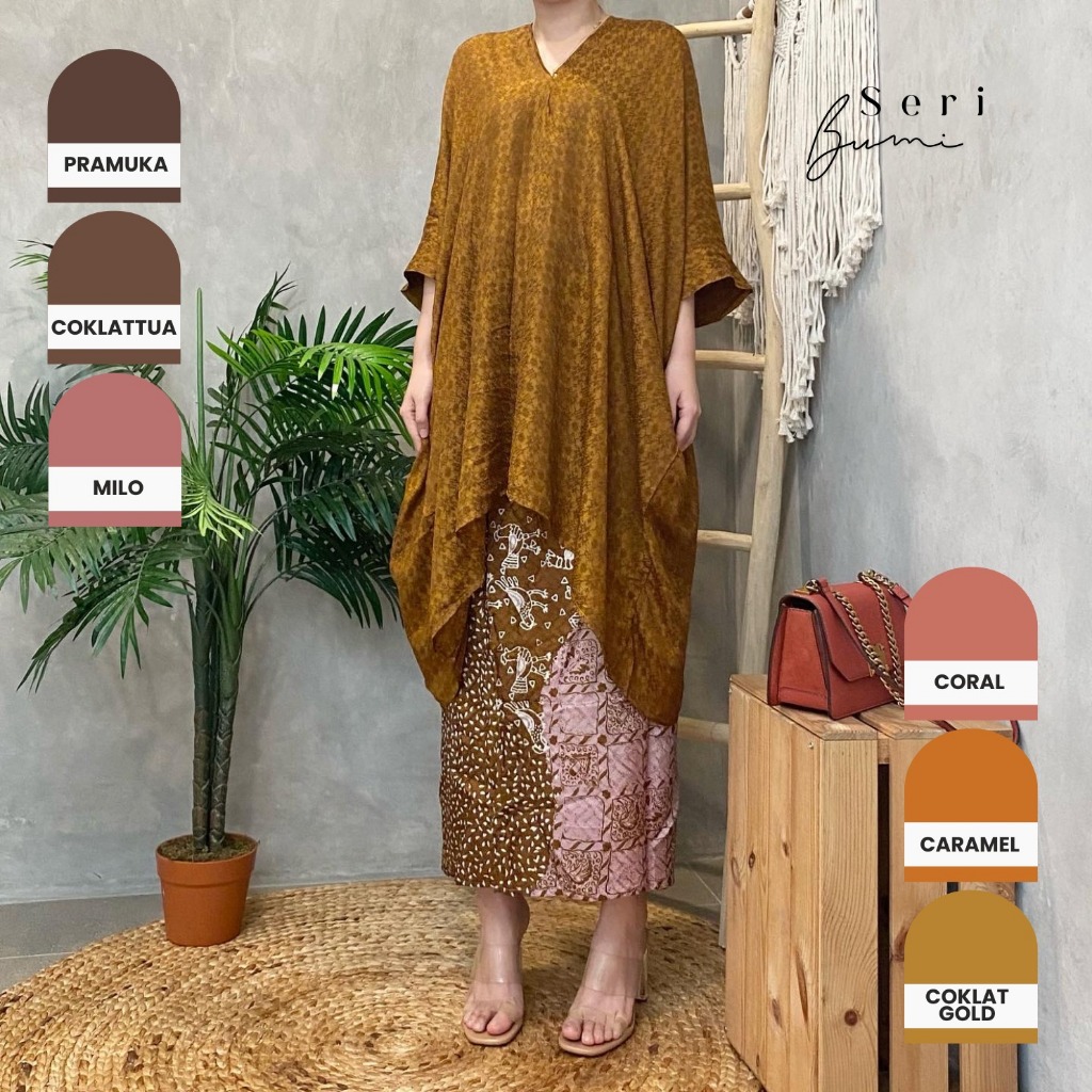 Lausboutique-Tunik Aruna Polos-Seri Bumi-Tunik Batik [Hanya Atasan]