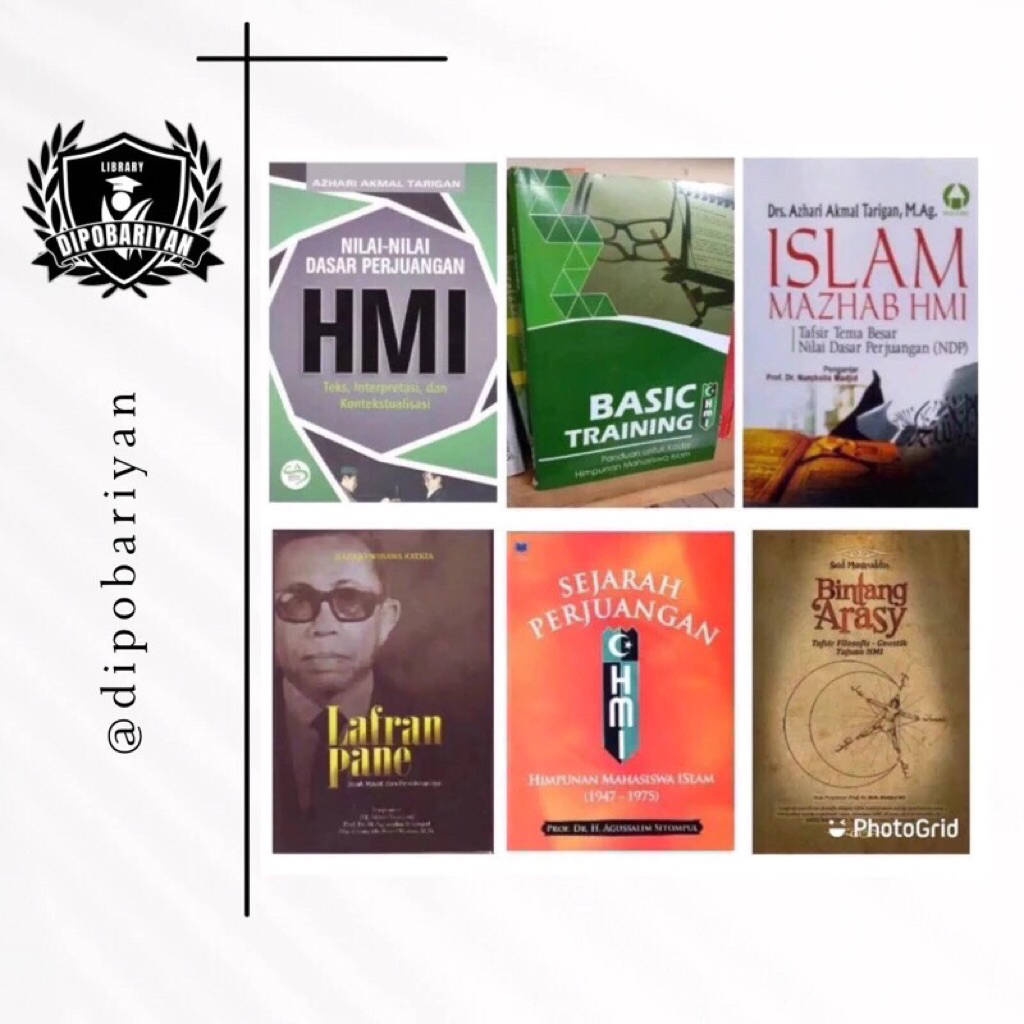 PAKET 6 BUKU HMI TERMURAH - NDP HMI, BASIC TRAINING, ISLAM MAZHAB HMI, LAFRAN PANE, SEJARAH HMI, BIN