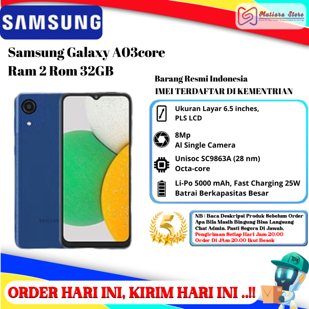 Samsung A03core Ram 2 Ram 32GB