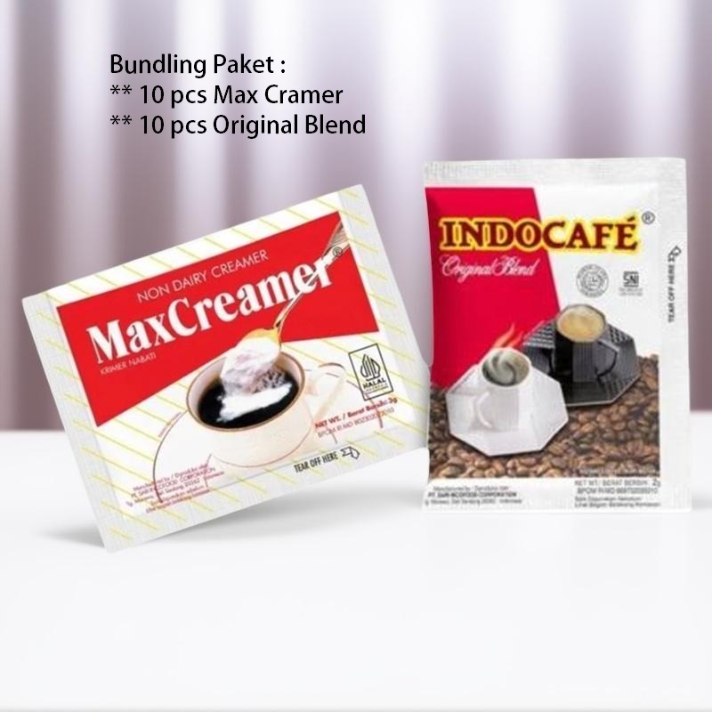 

Bundling INDOCAFE 2gr Dan MAX CREAMER 3gr Sachet (@10 pcs) PAKET 20 SACHET
