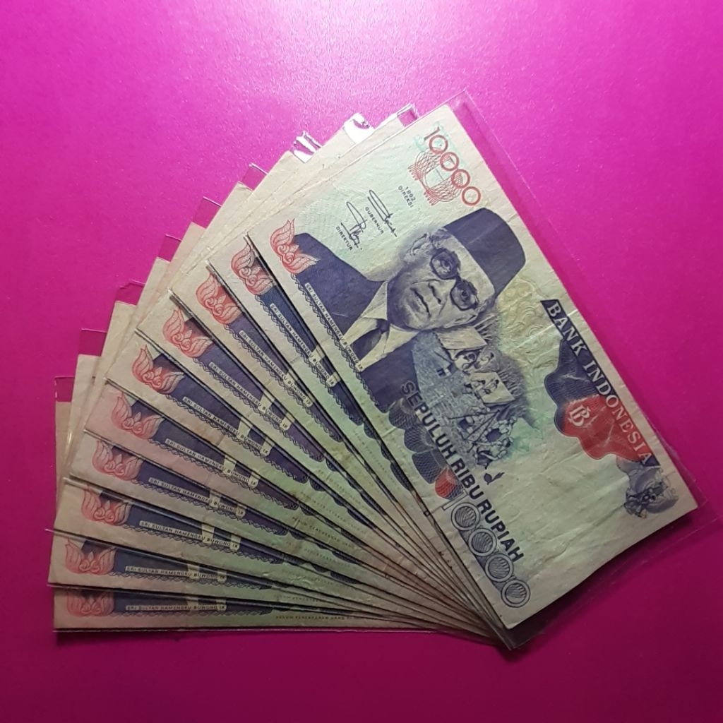 uang kuno 10000 rupiah hamengku tahun 1992