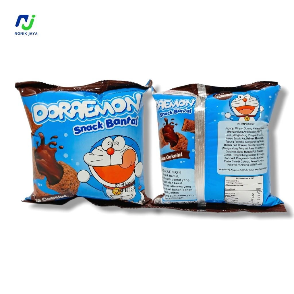 

( 1 PACK ISI 10 PCS ) Doraemon Snack Bantal Rasa Cokelat Pack Isi 10 Pcs@30g SNACK BEDHADIAH