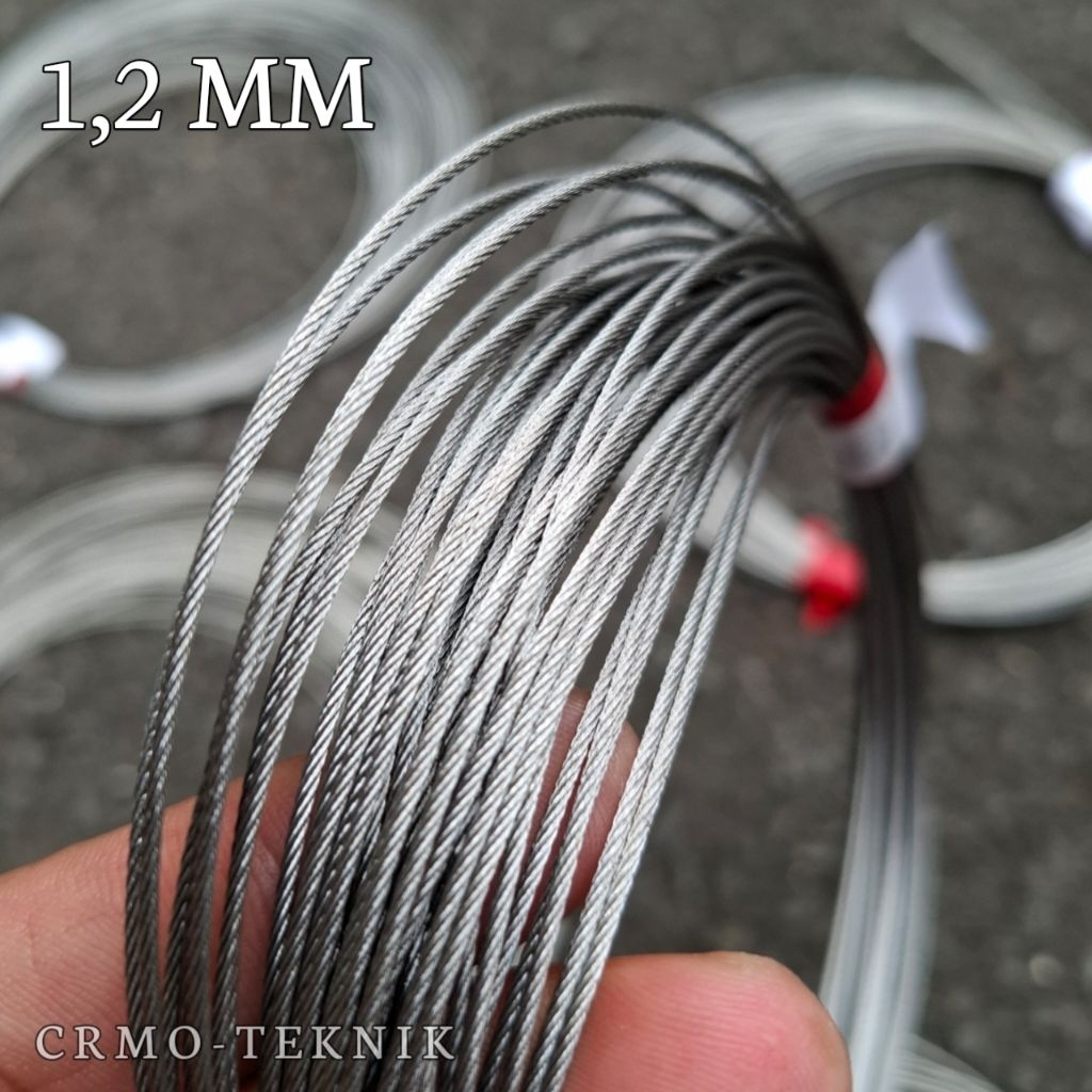 Kawat Sling Stainless Steel 0,5 Mm 0,8 Mm 1 Mm 1,2 Mm 1,5 Mm 2 Mm 3 Mm Seling Wire Stenlis Stenles