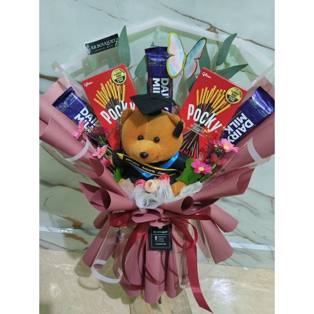 

buket bunga mix pocky dan dairy milk