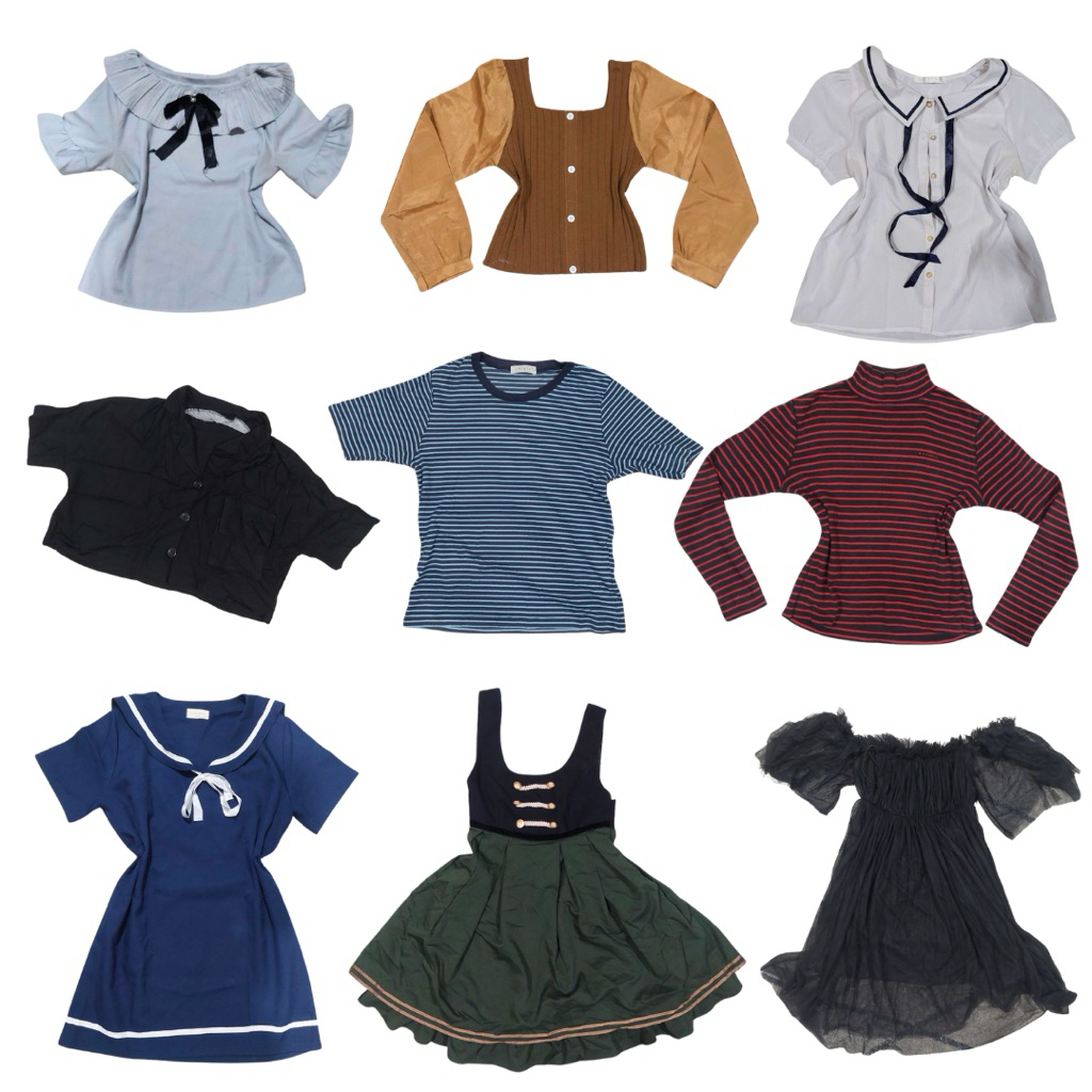 preloved baju atasan jepang japan korea lolita kawaii top dress shirt pita vintage turtleneck kaos k