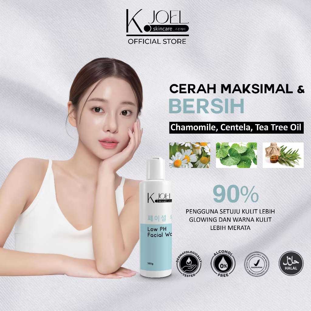 KJOEL Low pH Facial Wash / Ekstrak Chamomile Ekstrak Centella Asiatica