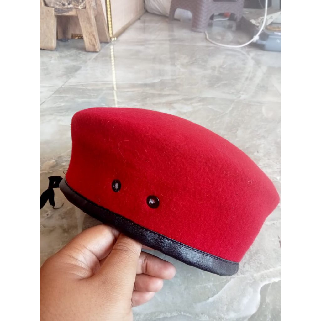 TOPI BARET LAKEN MERAH KOPASUS premium tebal standart polri