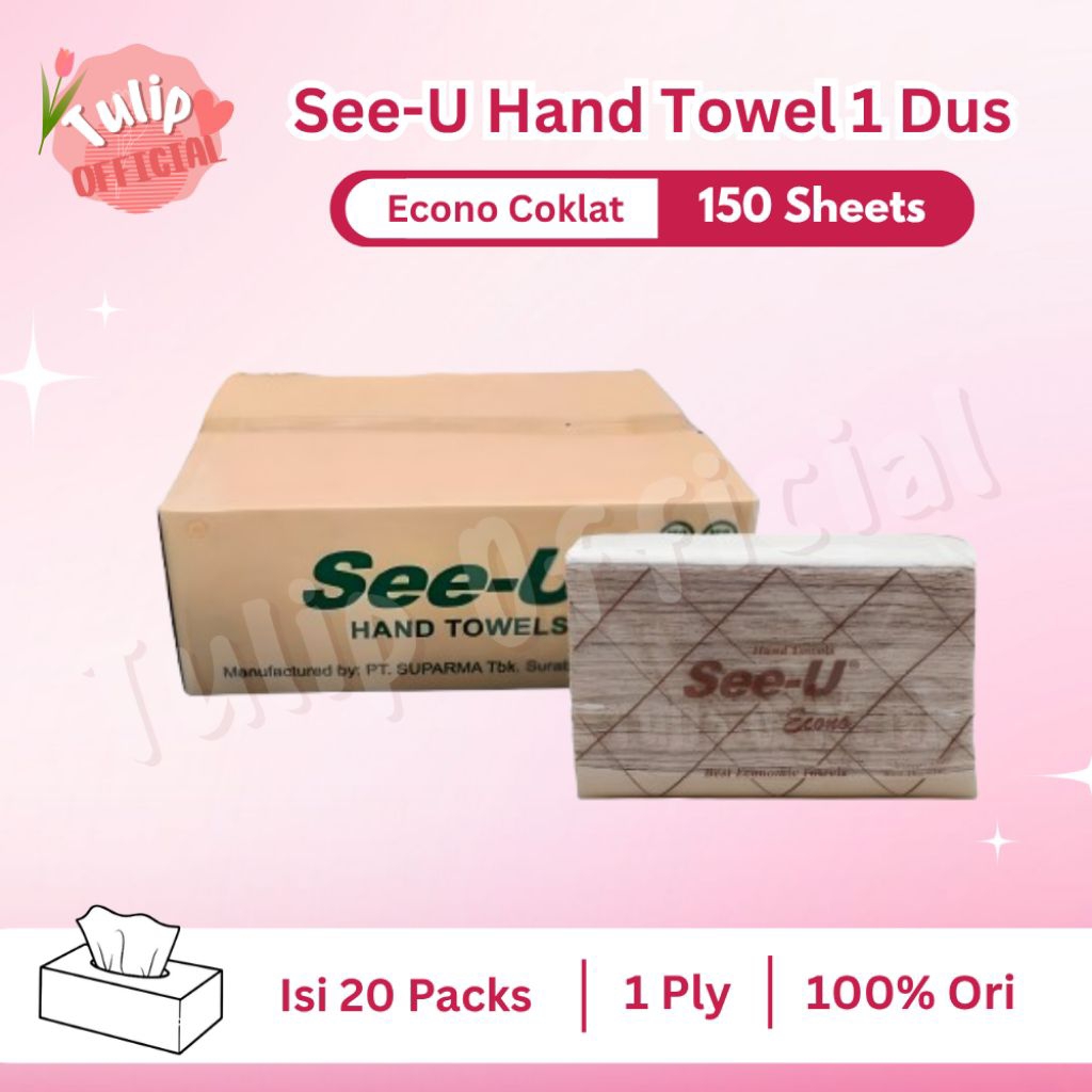 GROSIR 1 DUS Tisu Tissue Hand Towel Multifold SEE-U Econo Coklat isi 20 Pack