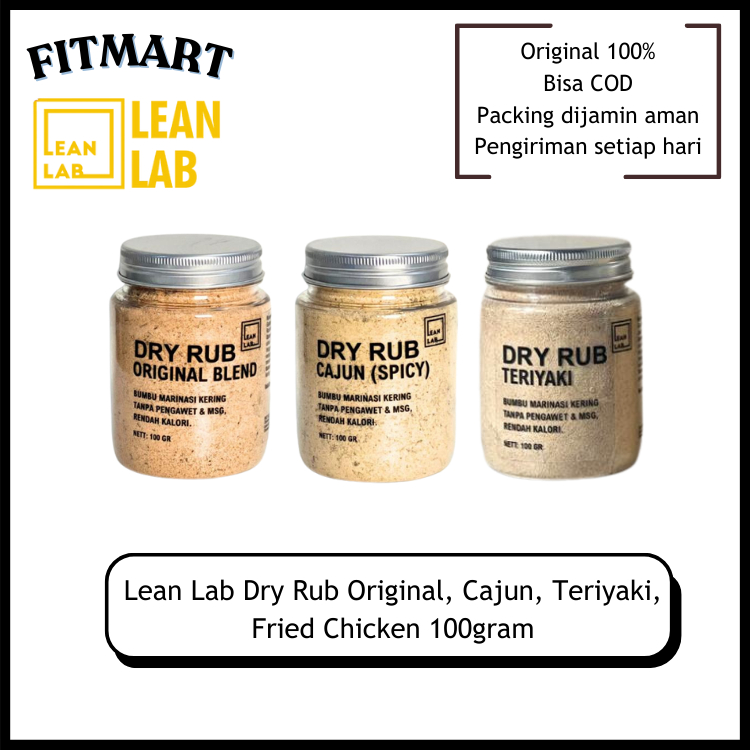 

Bumbu Masak Dry Rub Leanlab 100g (Original/CajunTeriyaki/Fried Chicken) - Daging Ayam, Sapi, Ikan