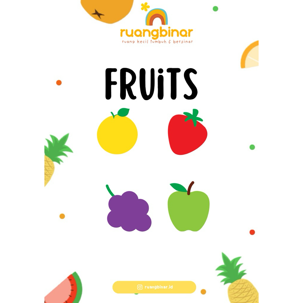 Worksheet Edukasi Anak Usia 2–4 Tahun – Tema Buah (PDF Printable)