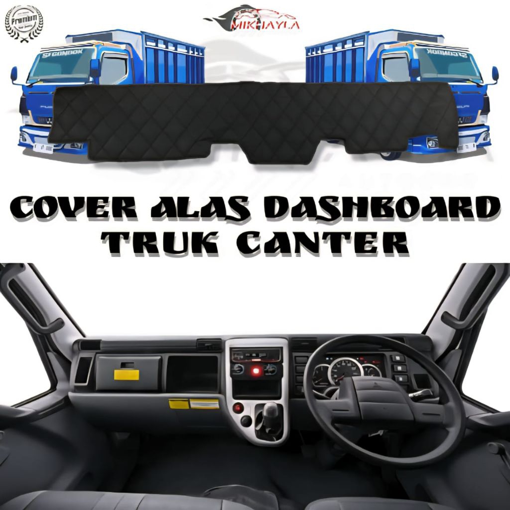 mikhayla - cover alas dashboard truk canter pelindung dasbord bahan kulit motif wajik