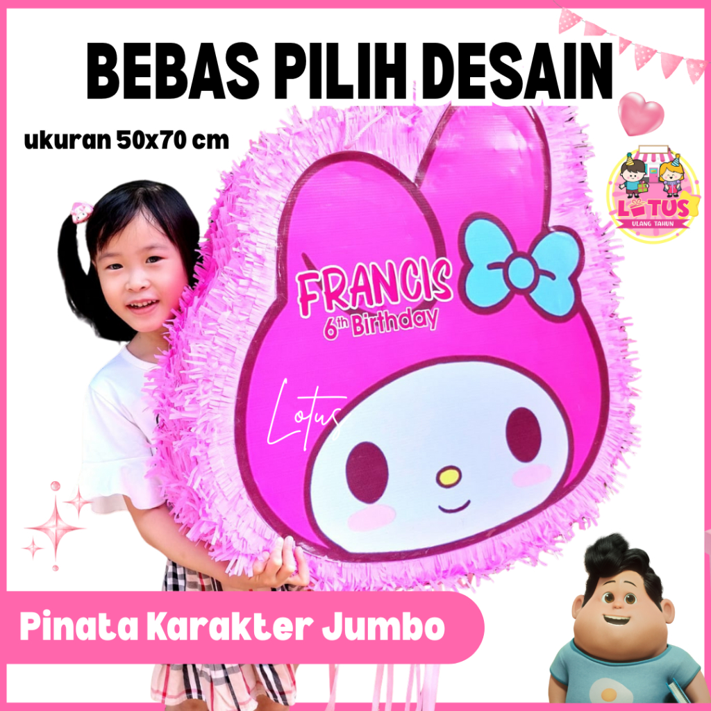 Pinata ulang tahun print custom karakter/pinata tarik/pinata pukul/