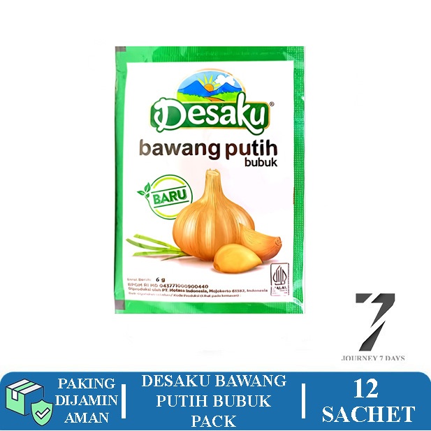 

DESAKU BUBUK BAWANG PUTIH 6 GRAM PACK ISI 12 SACHET JOURNEY 7 DAYS DENGAN PAKING AMAN
