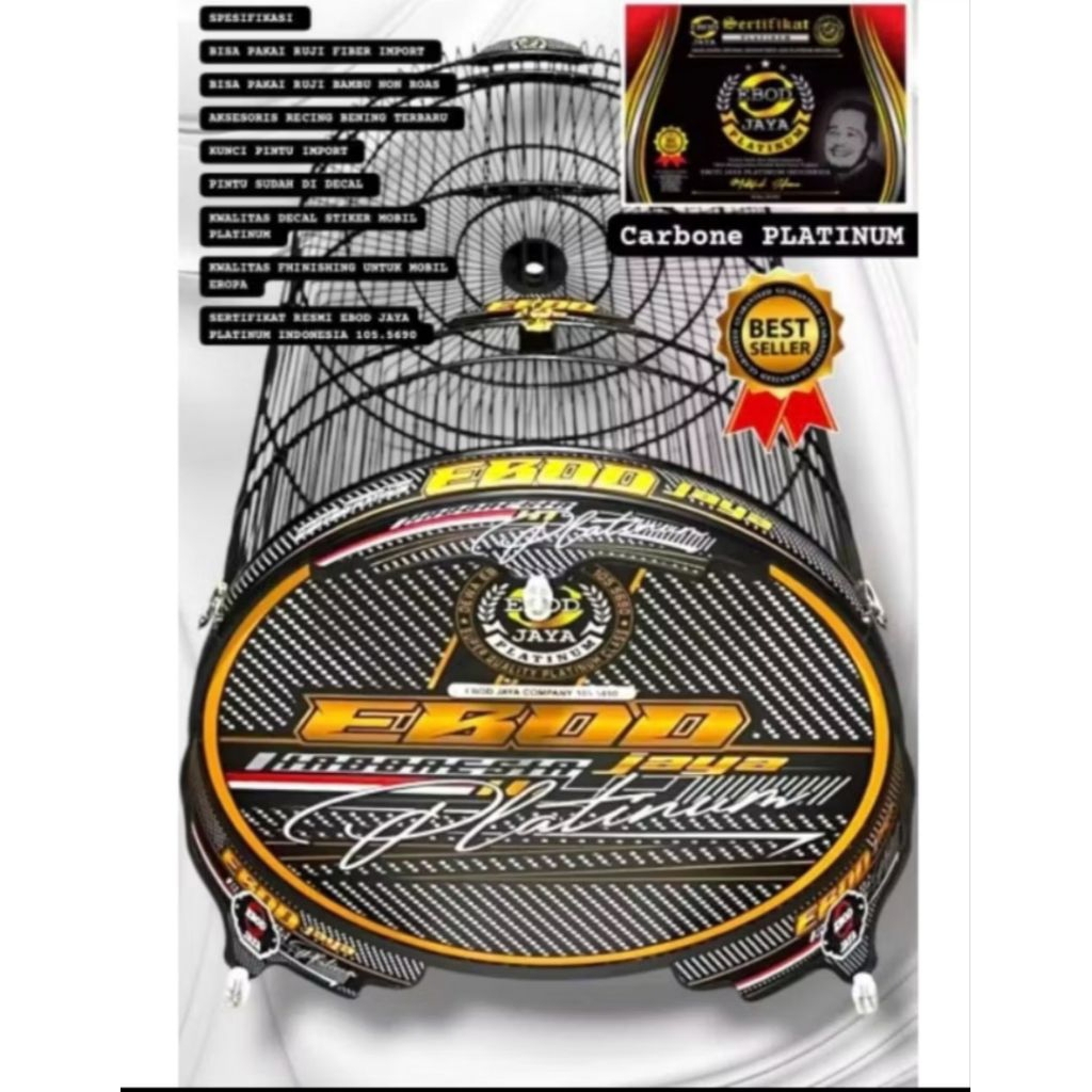 (KARGO) KANDANG SANGKAR MURAI EBOD JAYA NEW PVC DECAL PLATINUM
