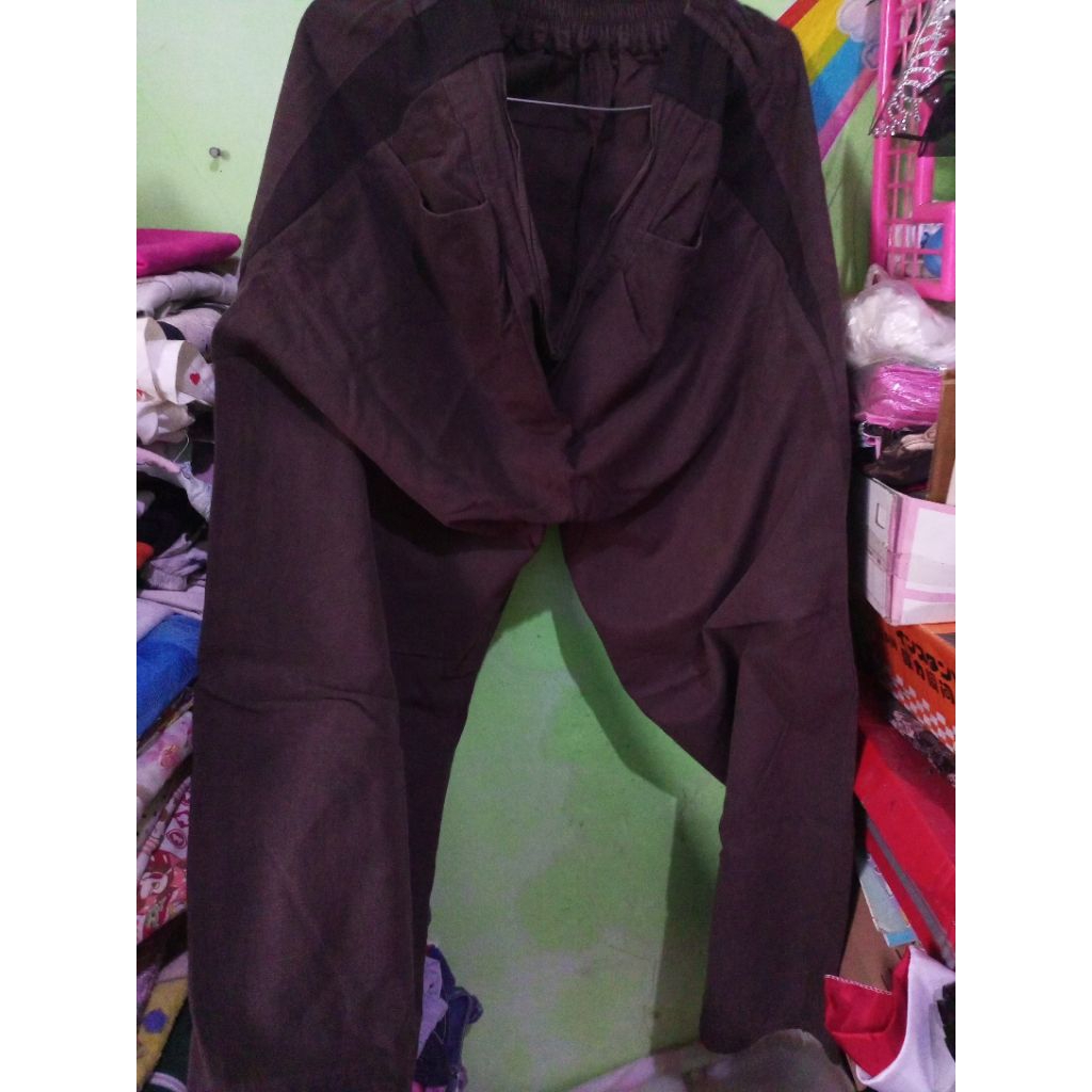 preloved kulot jumbo katun linen coklat tua