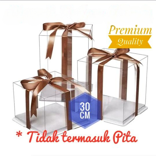 

Dus kue clear bening cake box kotak kue Transparan mika pet 30cm - putih, P30 x L30 x T34