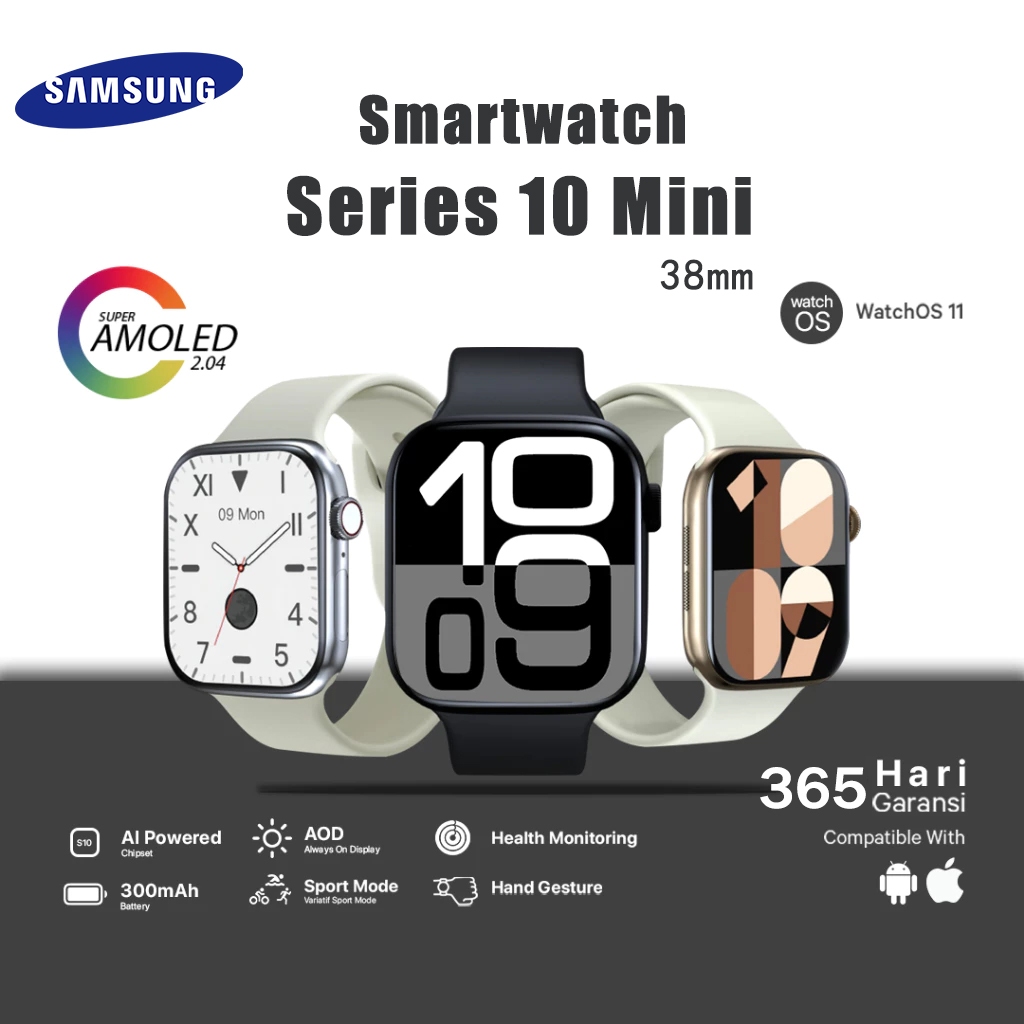 JXRZ CodSamsung Smartwatch 10 Mini 38Mm Waterproof Bluetooth Call Jam Smartwatch Wanita