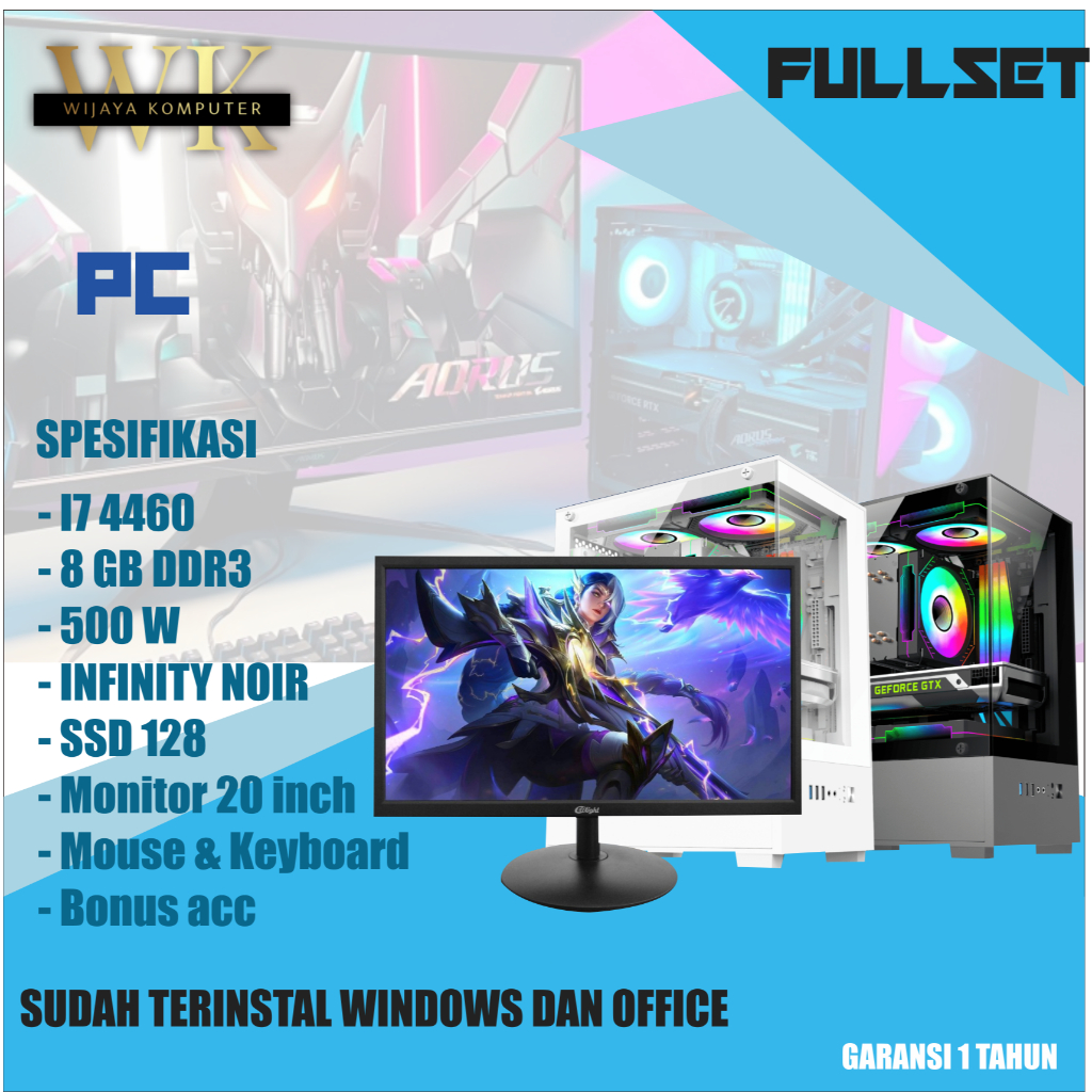PC GAMING i5 RX550 Full Set Keyboard Mouse Speaker RGB +Monitor Gaming