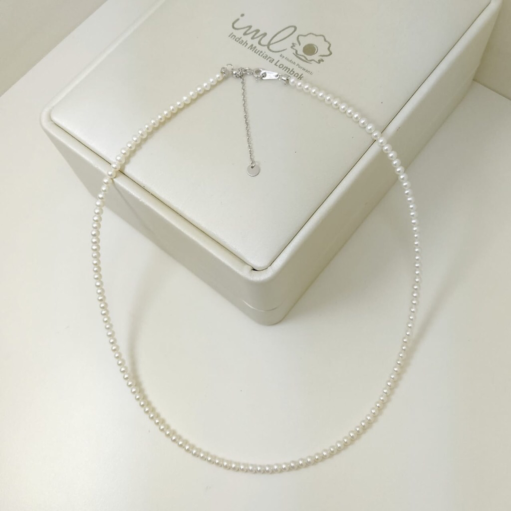 Kalung klasik mutiara air laut akoya 1-2mm