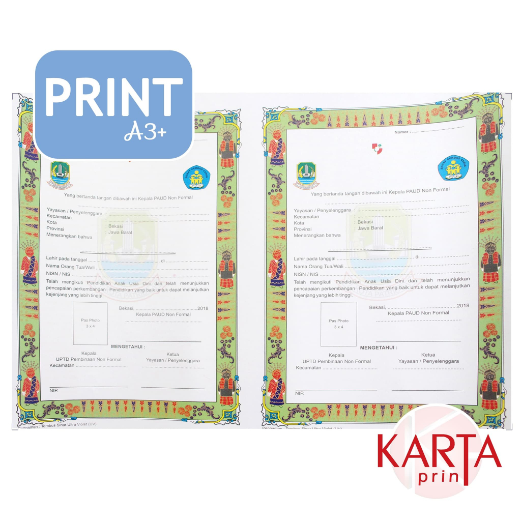 

Print/Cetak Karton BW 250g A3+ (No min.)