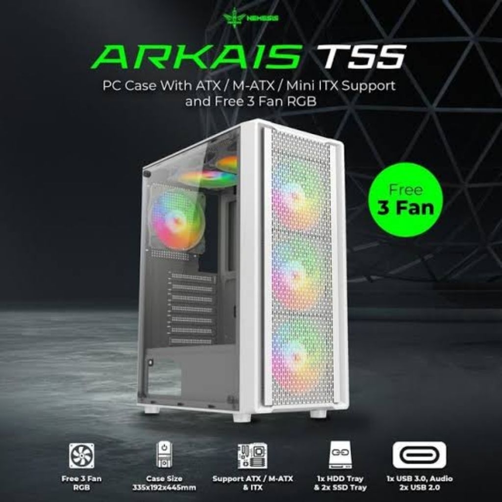 CASING PC GAMING NYK ARKAIS T55 WHITE