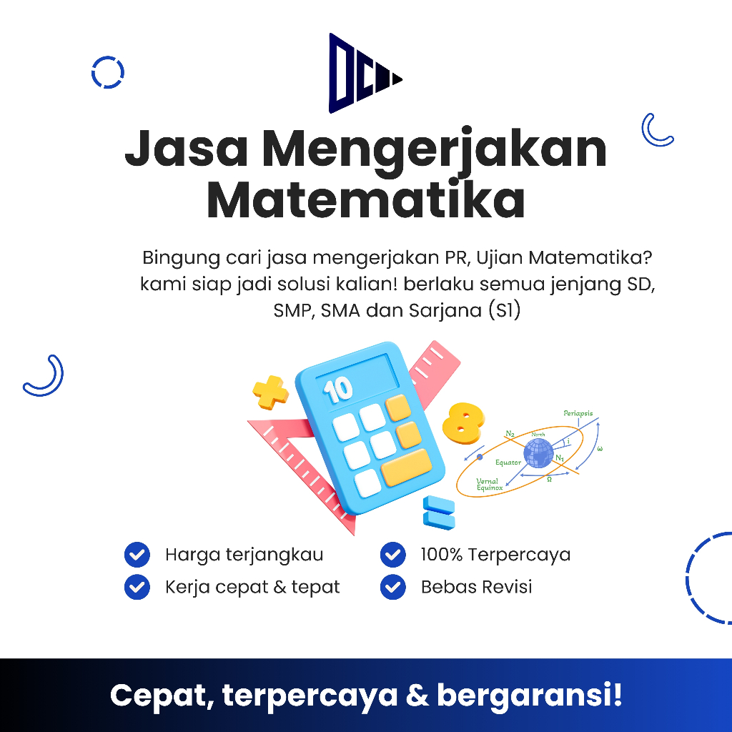 JASA JOKI MATEMATIKA SEMUA JENJANG SD, SMP, SMA DAN SARJANA (S1)