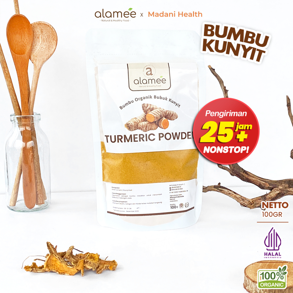 

ALAMEE Kunyit Bubuk Turmeric Seasoning Powder Ground Bumbu Dapur Instan Organik Murni Asli 100g