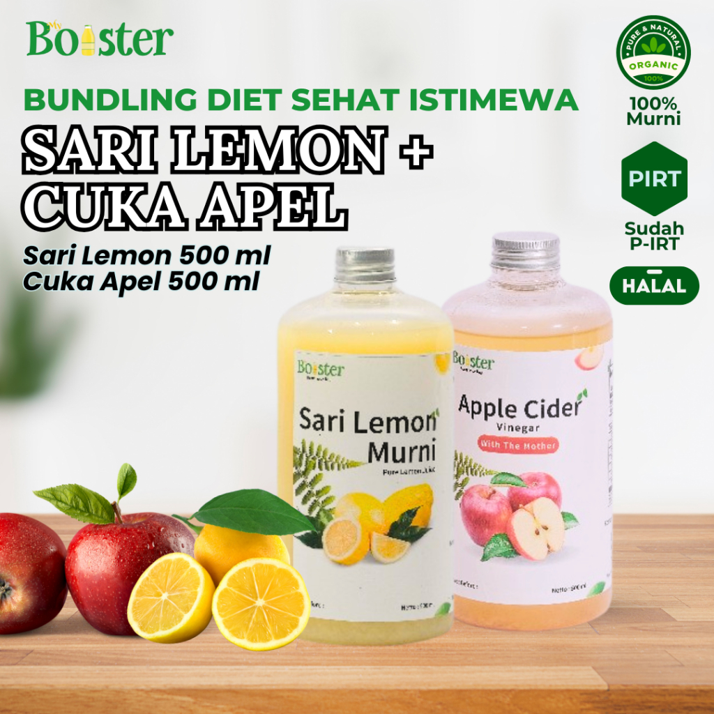 

MYBOOSTER PAKET DIET SEHAT BUNDLING SARI LEMON CUKA APEL / PAKET 2IN1 SARI LEMON CUKA APEL 500 ML
