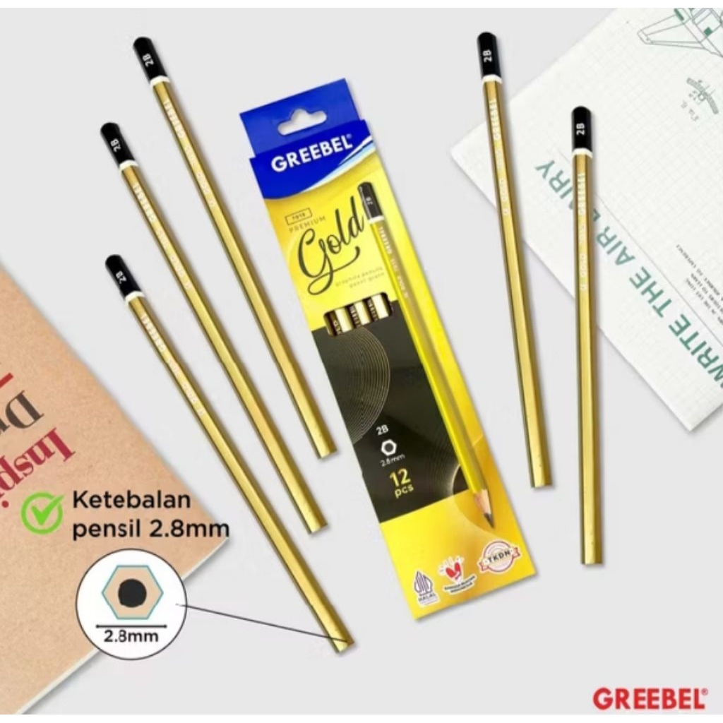 

pensil 2b grebeel gold original harga per 1 pcs