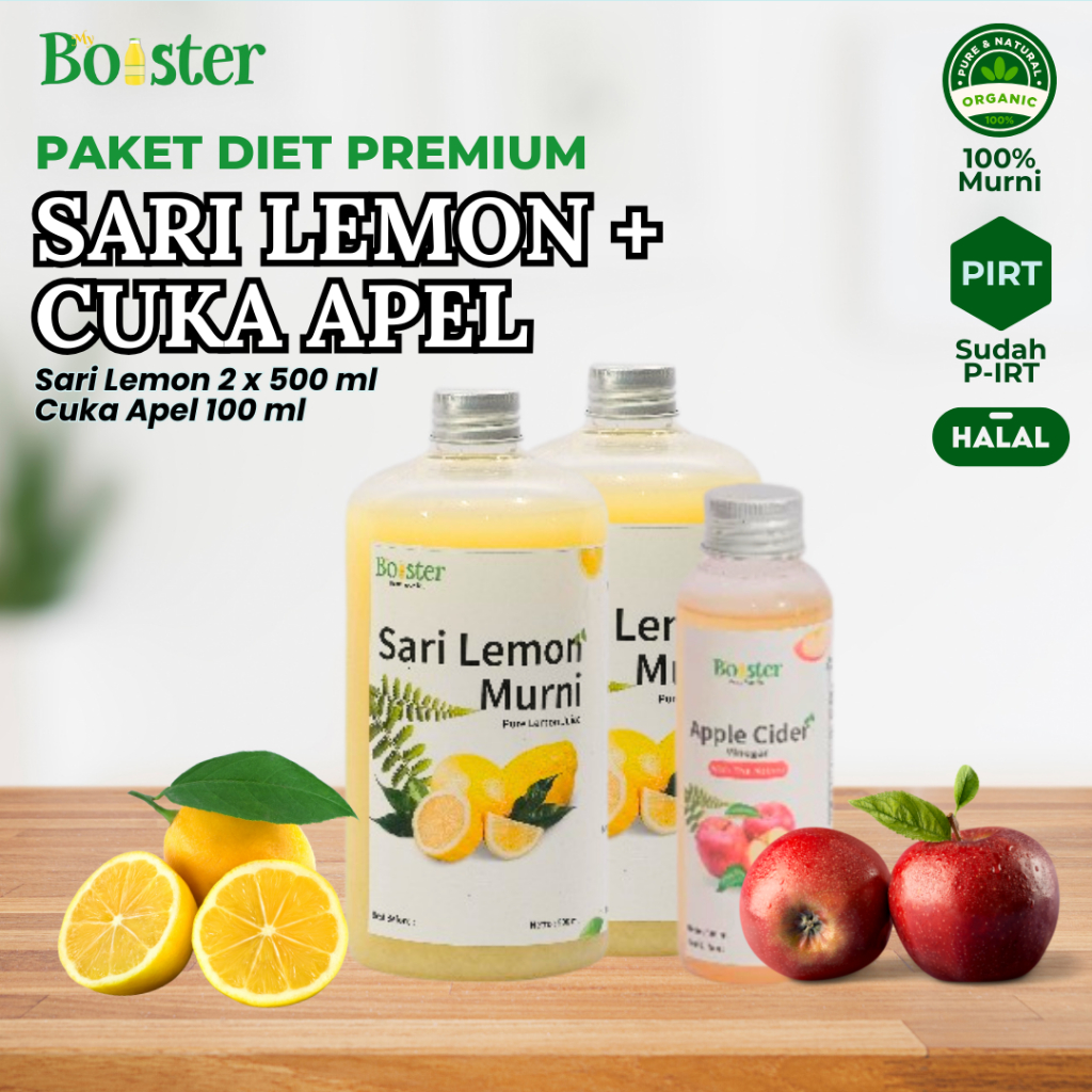 

MYBOOSTER PAKET DIET PREMIUM SARI LEMON 1 LITER CUKA APEL 100ML / BUNDLING SARI LEMON CUKA APEL