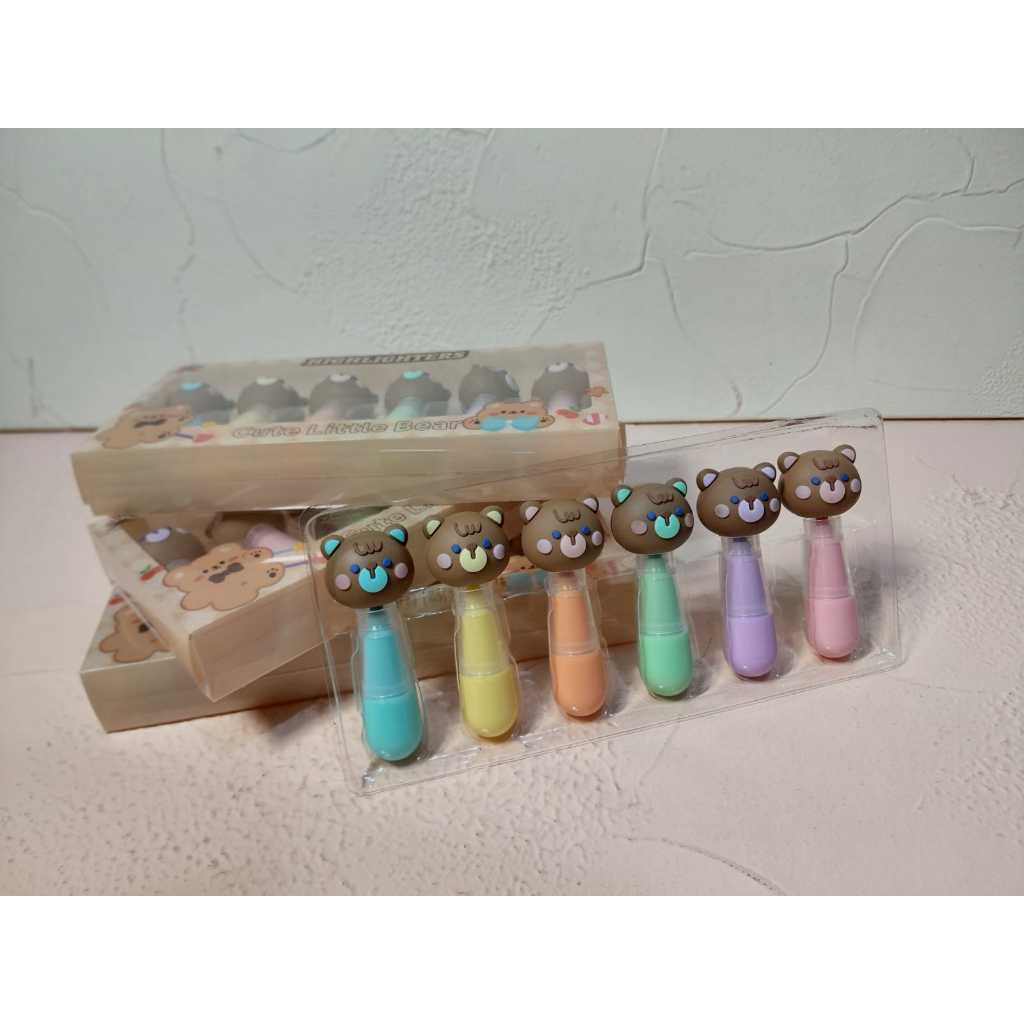 

Stabilo Bentuk Bear Lucu / Highlighter Set Isi 6 Warna Pastel / Kado Anak Sekolah / Penanda Teks Imut