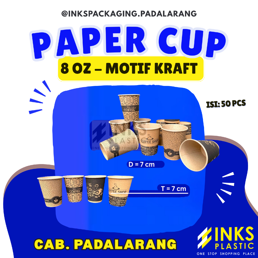 PAPER CUP MOTIF KRAFT 8 OZ