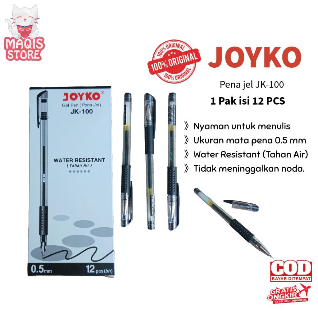 

Pulpen Cair Joyko JK-100 - Pulpen Cair Murah Isi 12 pcs