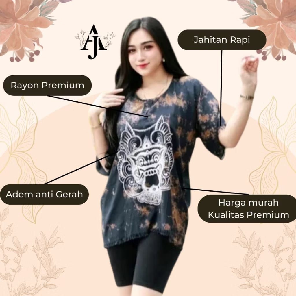 Kaos Barong Bali Oversize Baju Barong Bali Pria Wanita Dewasa Atasan Baju Pantai Bali