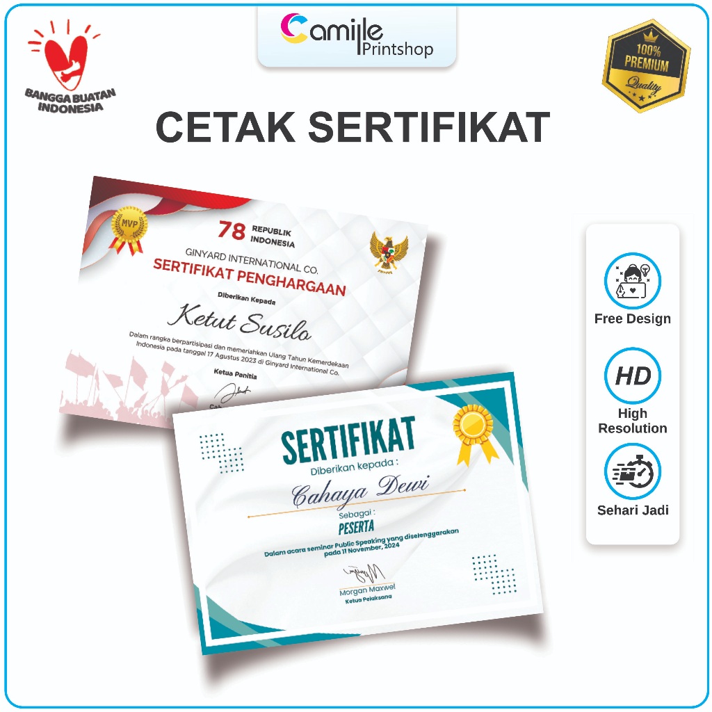 

PRINT SERTIFIKAT, CETAK PIAGAM, PENGHARGAAN CUSTOM FREE DESAIN