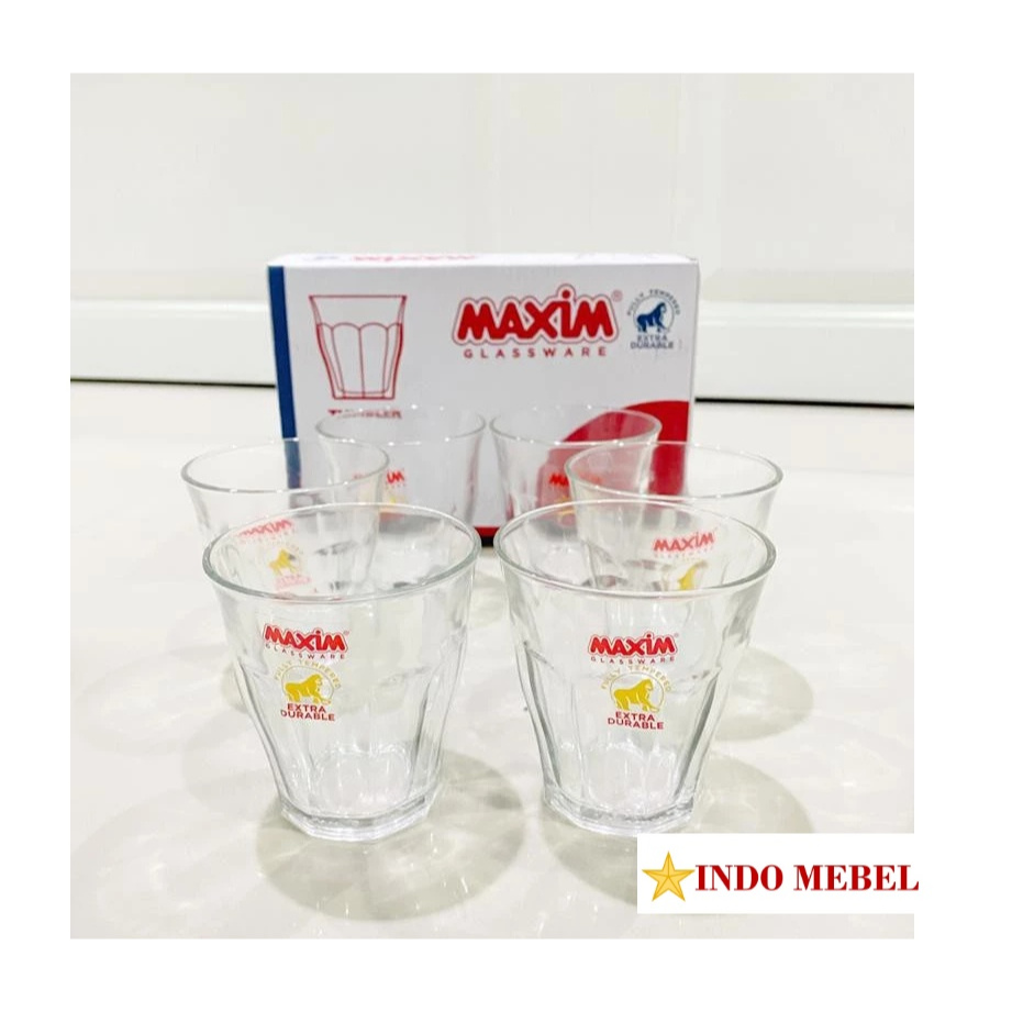 Gelas Kopi Kaca Tempered Duralex MAXIM 608 Tumbler SET (6 PCS) 210 ml | Promo Murah Ready Makassar