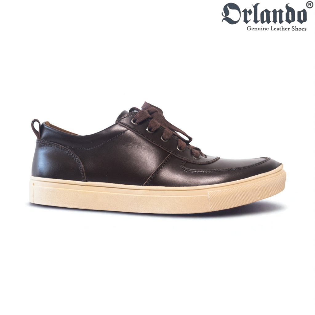 Sepatu Sneakers Pria Kulit Asli Casual Formal Kantor Resmi ORLANDO Hitam CLS9