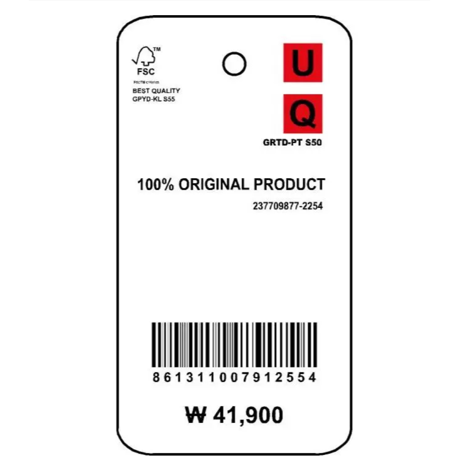 

HANG TAG KOREA UQ 41900 LABEL HARGA BAJU ISI 100 PCS