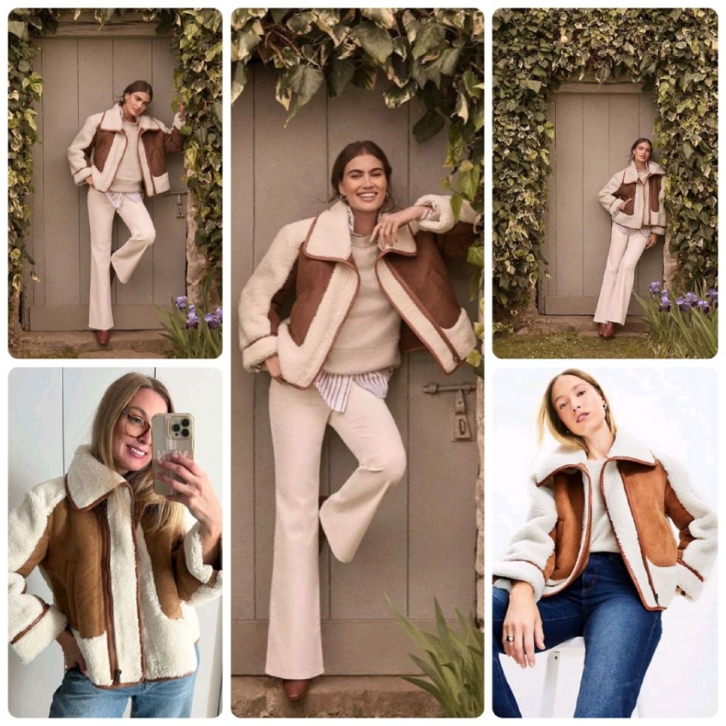 VSKA moto suede jacket/ J#ill suede sherpa coat jacket/ L#ft aviator sherpa winter jacket jaket musi