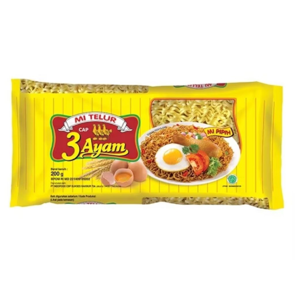 

Mie Telur Cap 3 ayam 200g