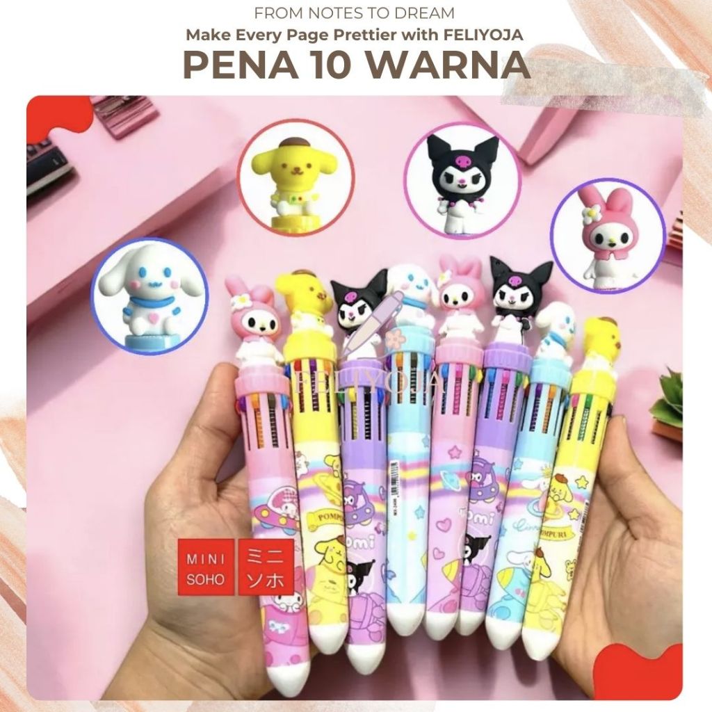 

FELIYOJA | Pena Mekanik 10 Warna Pulpen Lucu 3D DOLL Sanrio Edition Bolpen Gel Tinta Animasi