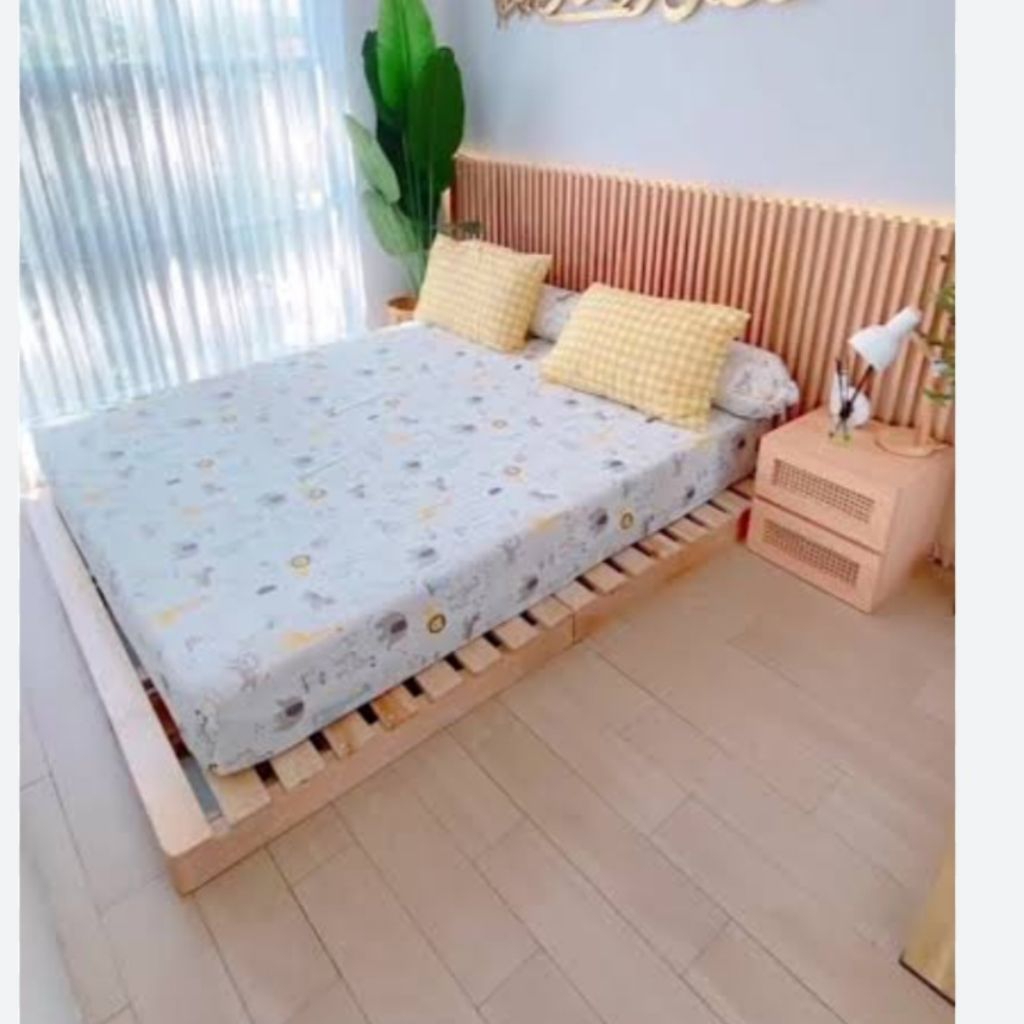 dipan/tatakan kasur tempat tidur kayu solid mahoni