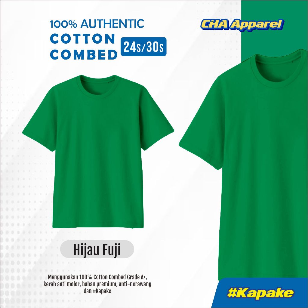 KAOS POLOS HIJAU FUJI PREMIUM COMBED 30S/24S