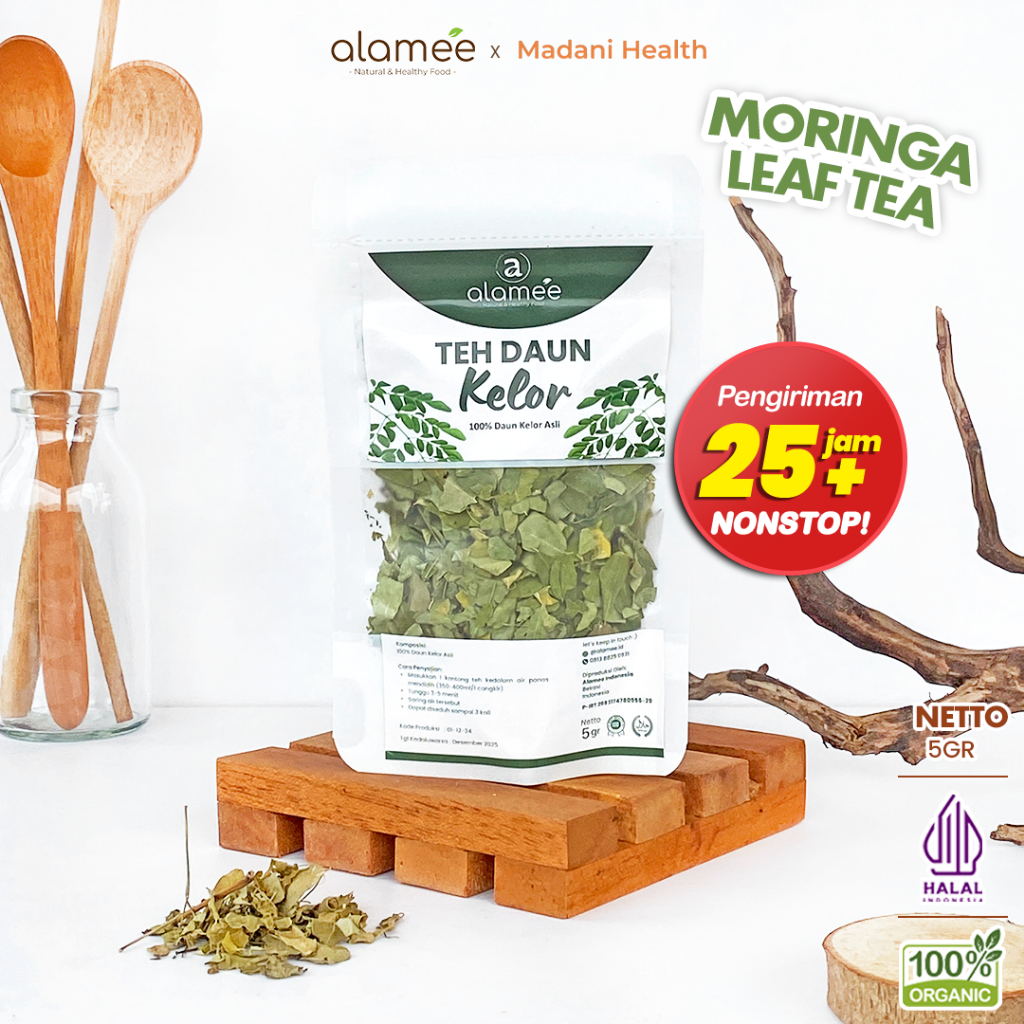 

ALAMEE Teh Daun Kelor Herbal Alami Moringa Tea Flower Asli Kering Organik Siap Seduh Minum 5gr