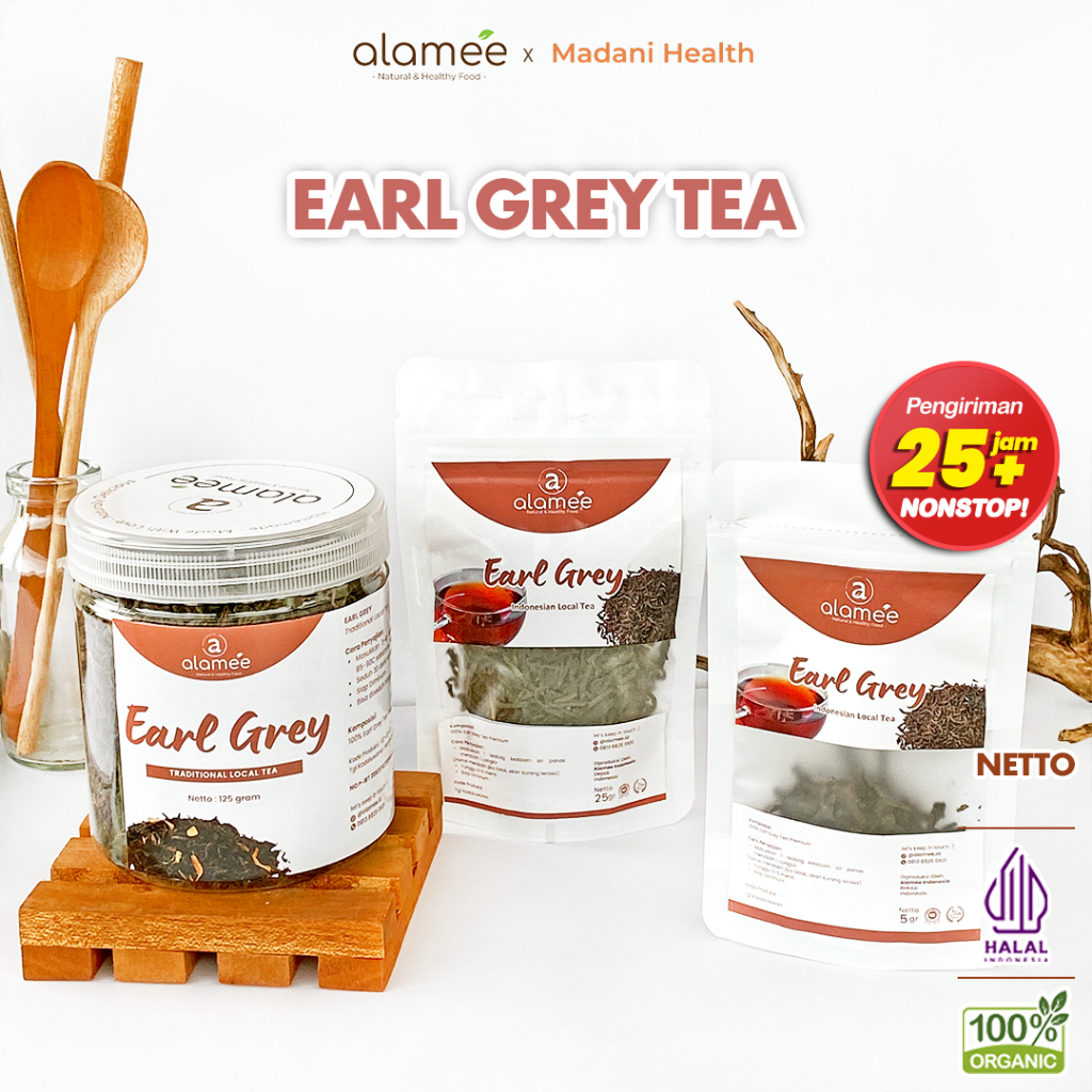 

ALAMEE Teh Bunga Earl Grey Black Tea Alami Organik Dried Leaf Siap Seduh Minum