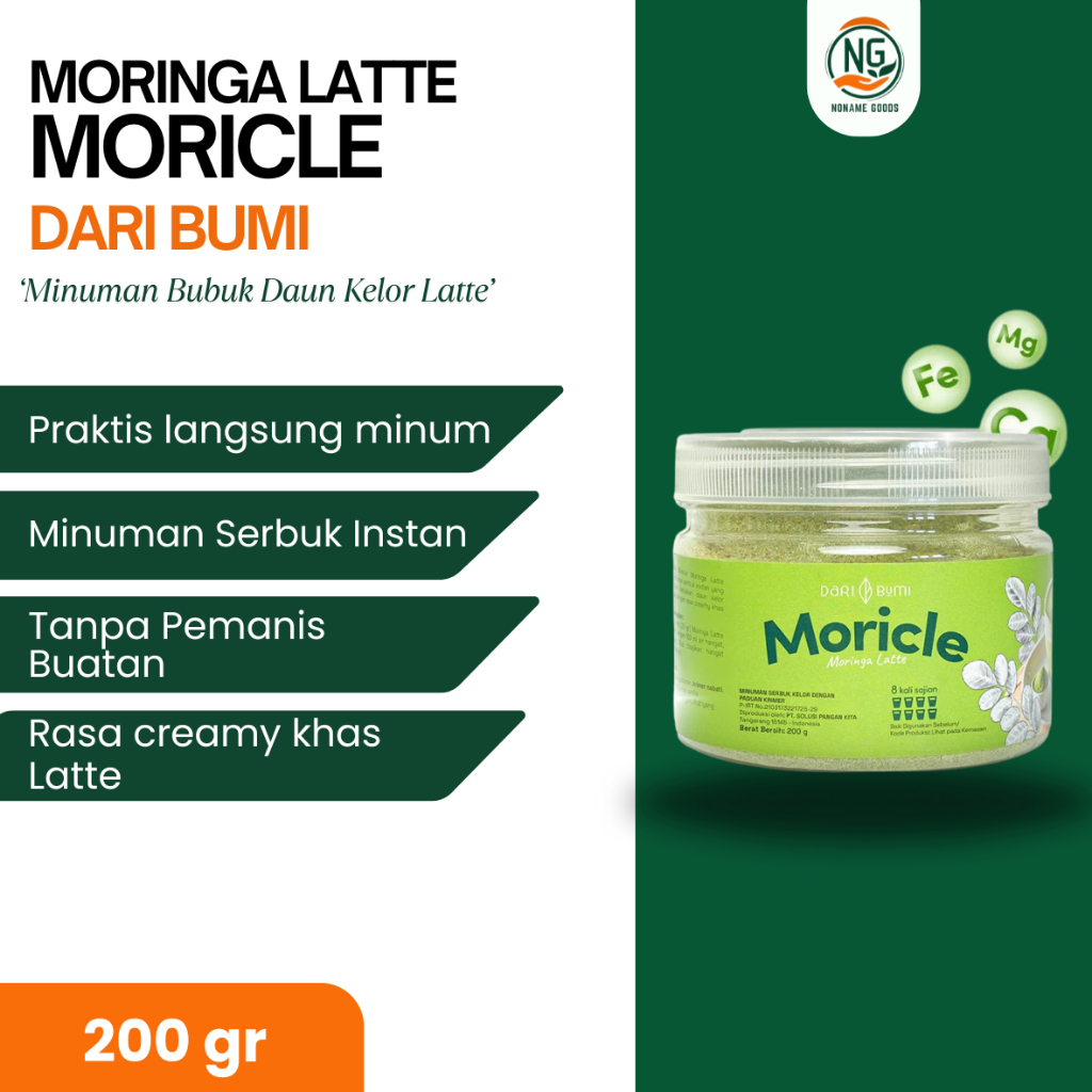 

MORICLE MORINGA LATTE DARI BUMI 200 GRAM MINUMAN BUBUK DAUN KELOR LATTE