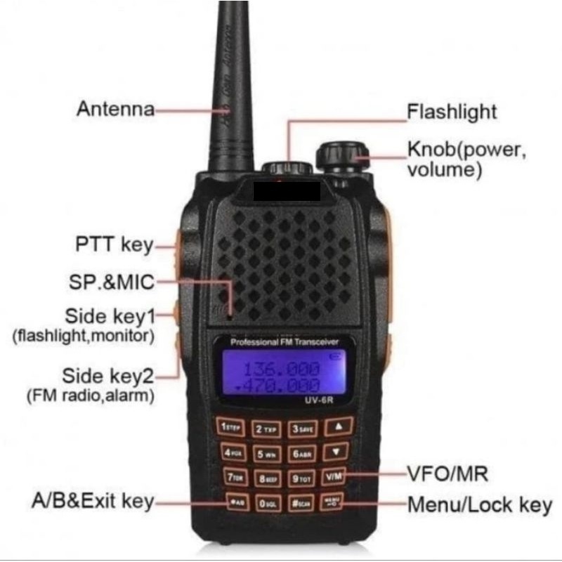 Walkie Talkie Free Earphone HT Handy Talky UHF Aof UV 6R 5W Radio HT Walkie Talkie Original Garansi 