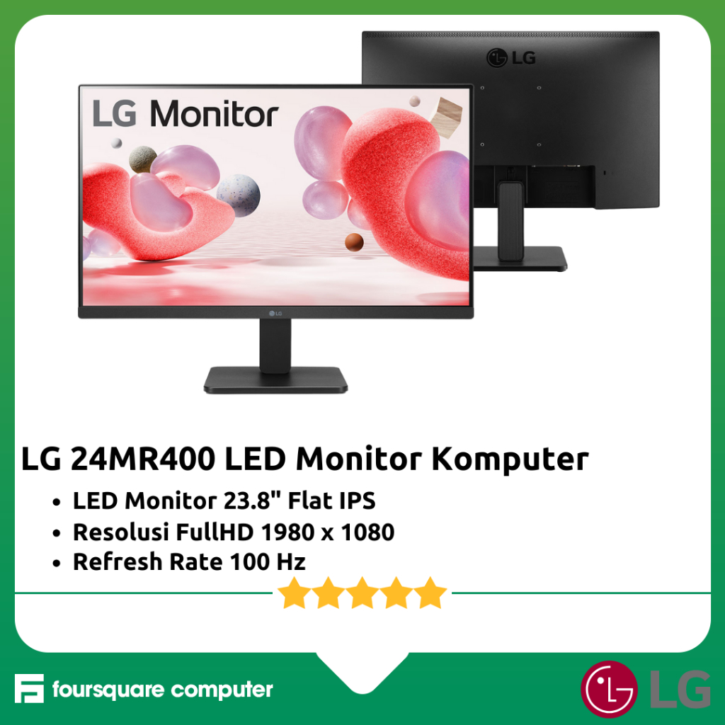 LG 24MR400 LED Monitor 23.8" Flat IPS FullHD 100hz layar screen Komputer 24 Inch Resmi