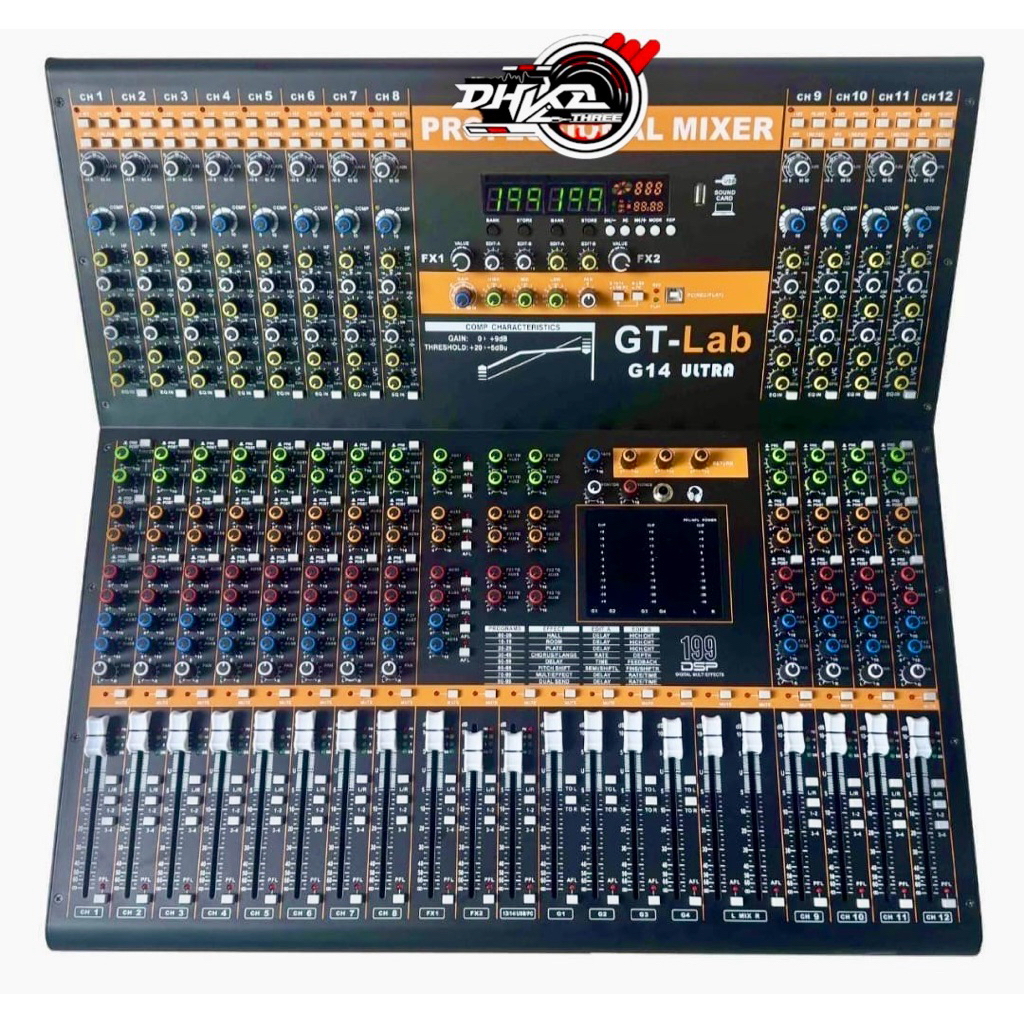 MIXER AUDIO GT-LAB 14 ULTRA 12 CHANNEL + HARDCASE / Mixer Gt-lab 14 Ultra Original / Mixer audio Gt 