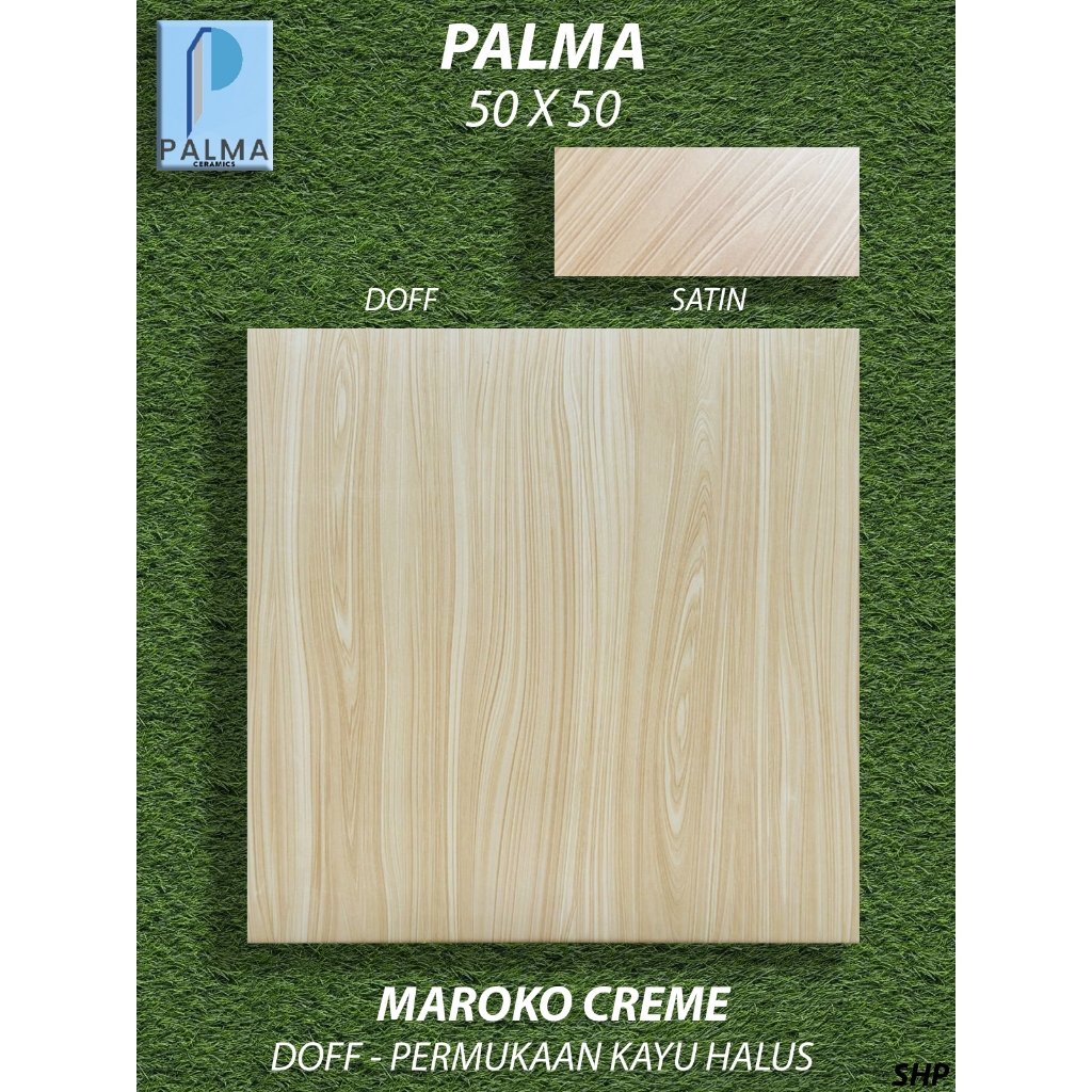 Keramik Lantai 50X50 Palma Maroko Cream Doff halus KW1 Pekanbaru Riau, Motif kayu